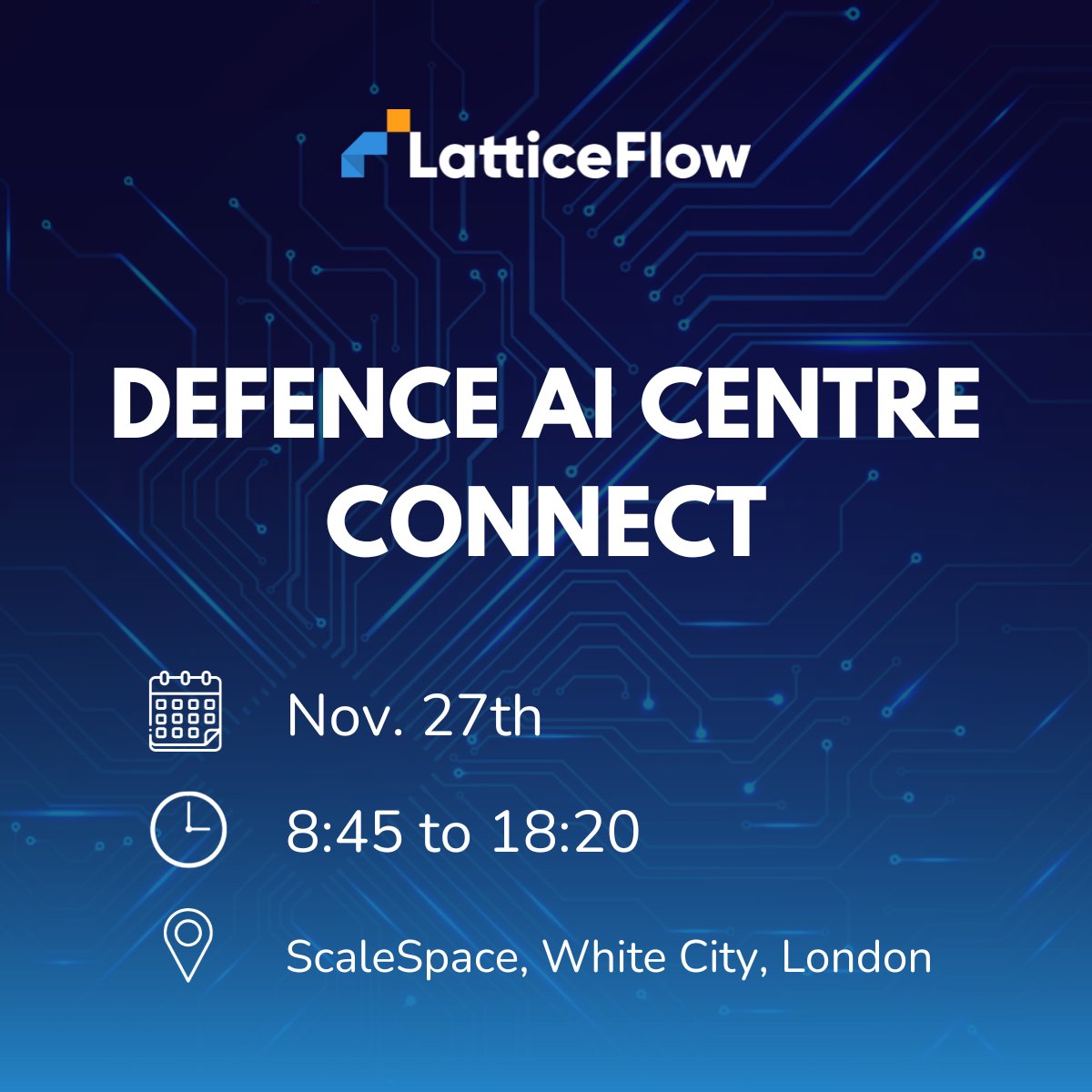 🛡️ @latticeflowai will be at DAIC Connect on Nov 27th! 🗓️
Join us in exploring the future of #AI in #defense at this key industry event. Looking forward to connecting with fellow professionals and diving into the latest in #defenseAI.

#DAICConnect #TechInnovation