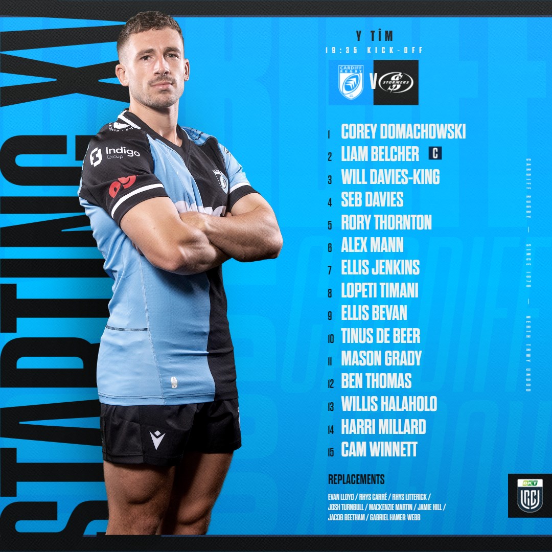 Cardiff_Rugby's tweet photo. Y TรฎM | THE LINE-UP
Your Cardiff Rugby team to take on @THESTORMERS tomorrow night under our Friday night lights
#AlwaysCardiff ๐ตโซ๏ธ