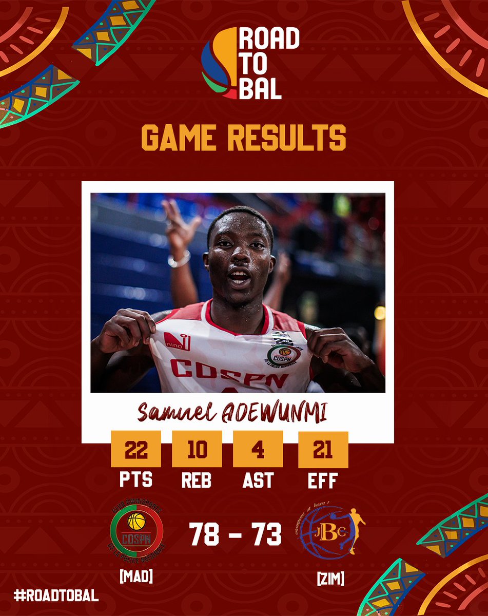 roadtoBAL's tweet photo. With this victory over 🇿🇼 JBC, COSPN Basketball 🇲🇬 boost their qualifying chances to the last 4! 📈

#Elite16 #RoadToBAL https://t.co/nwhLdkfMyG