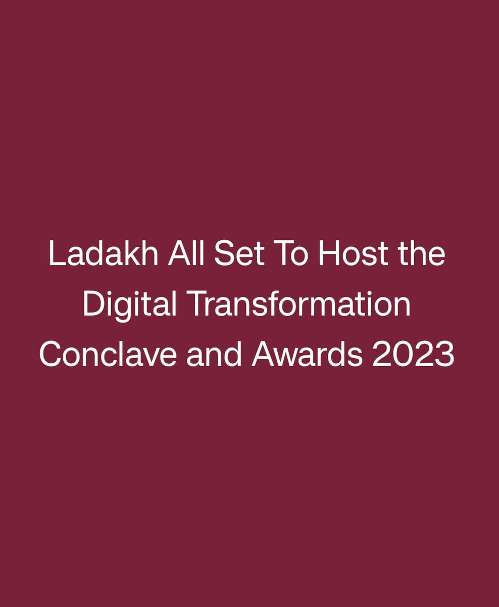 DIPR_Leh's tweet photo. Ladakh All Set To Host the 12th Digital Transformation Conclave and Awards 2023
Date: 24th November 2023
#DigitalTransformationConclave #DTCLeh 
@lg_ladakh @LadakhSecretary @amit1kas @_DigitalIndia https://t.co/hkRvL9yy3Q
