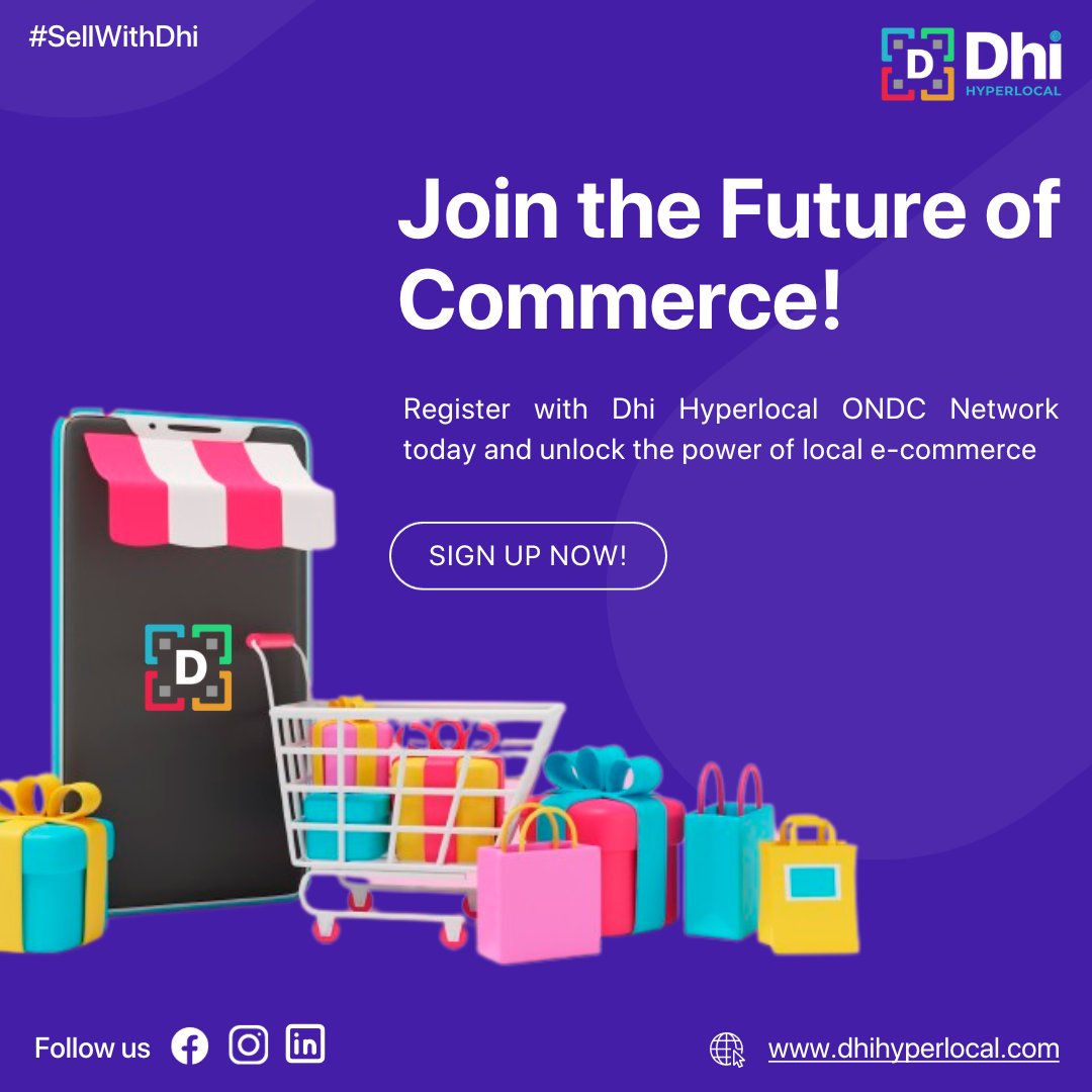 Embark on a journey of local e-commerce innovation. Join the Dhi Hyperlocal ONDC Network and experience the future of commerce today!

#opendhi #dhi #dhigroup #sellwithdhi #ondc #hyperlocal #ecommerce #hyperlocaldelivery #hyperlocalmarketing #network