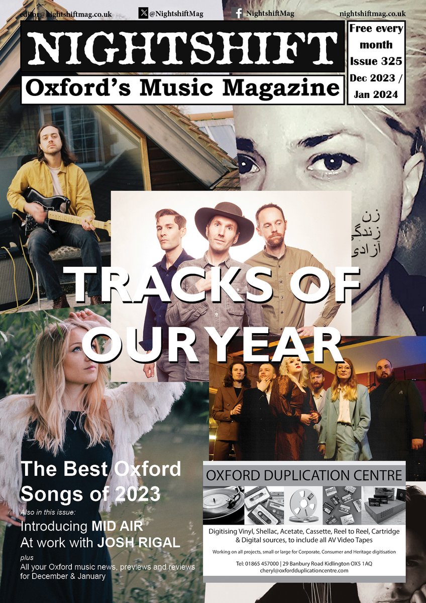 December @NightshiftMag online now at nightshiftmag.co.uk/2023/dec.pdf with our Best Oxford Songs of 2023 rundown. Who is Number 1? asked Patrick McGoohan in The Prisoner. Read and find out. Oxford don't arf produce some cracking tunes, that's for sure.