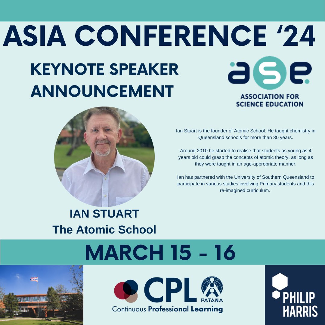 Bangkok Patana CPL (@patanacpl) on Twitter photo What a line up! The <a href="/theASE/">The ASE</a> Asia 2024 Conference is shaping up to be a fantastic event with true innovators in the field in attendance. <a href="/surfnscientist/">Ruben Meerman</a> <a href="/AtomicSchools/">Ian Stuart’s Atomic School</a> <a href="/leighhoath/">Prof Leigh Hoath (she/her)</a> and <a href="/MarianneCutler/">Marianne Cutler</a> we can't wait to host you in Thailand 🇹🇭 What a line up! The <a href="/theASE/">The ASE</a> Asia 2024 Conference is shaping up to be a fantastic event with true innovators in the field in attendance. <a href="/surfnscientist/">Ruben Meerman</a> <a href="/AtomicSchools/">Ian Stuart’s Atomic School</a> <a href="/leighhoath/">Prof Leigh Hoath (she/her)</a> and <a href="/MarianneCutler/">Marianne Cutler</a> we can't wait to host you in Thailand 🇹🇭