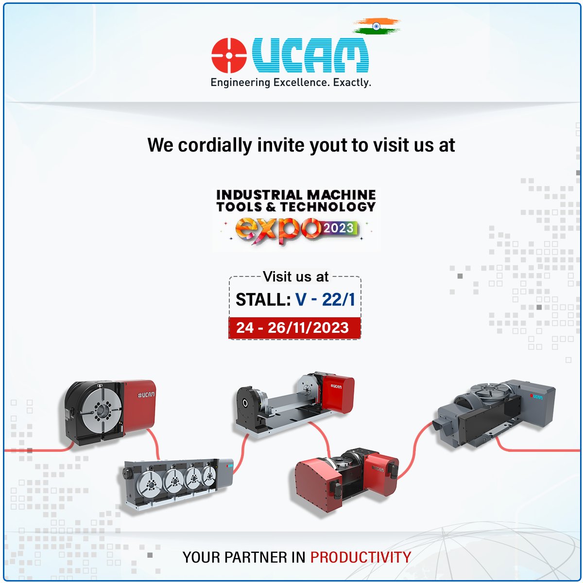 UCAMPvtLtd's tweet photo. Meet our team at the IMTT Expo - 2023
Venue: Hotel Hills, Exhibition Center, Hosur
Stall: V - 22/1
#CNC #cuttingtools #hosur #IMTT #Internationaltrade2023 #machinetool #makeinindia #manufacturing #MachineryExhibition #Rotarytable #TooledupSolutions #UCAM #vocalforlocal https://t.co/6Zn4STL8ad
