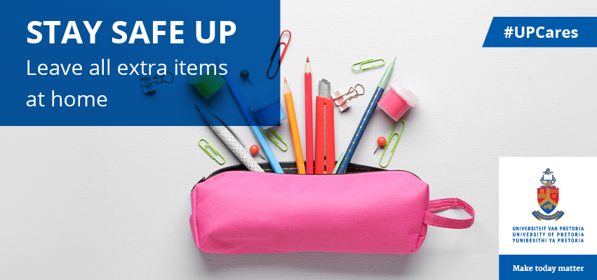 UPTuks's tweet image. #EXAMSAFETYTIP: Leave all extra items at home when going to exam venues. Take only your stationery, student card, and a little cash or bank card. To be safe, use your devices only while on campus.

#UniversityOfPretoria #UPExams #StaySafeUP
