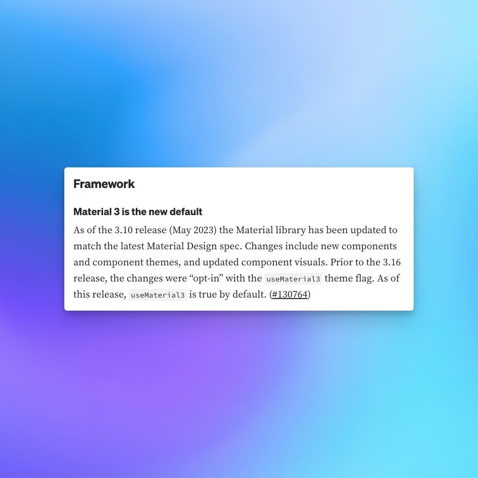 Flutter 3.16 update!

Now Material 3 is the new default 🎉