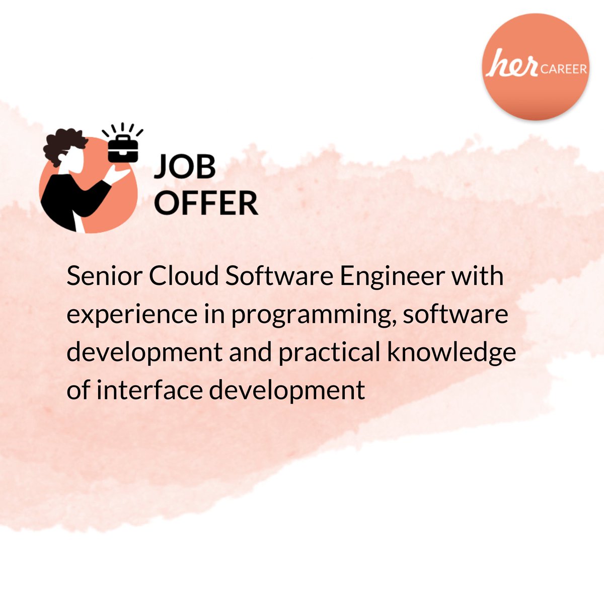 #CloudSoftwareEngineer  #SystemEngineering #Big4
Are you currently looking for a new job? Our client, one of the Big 4 Consulting firms, is looking for a Senior Cloud SoftwareEngineer . 🚀
 💜 Contact us via Mail: openpositions@her-career.com
#NewJob