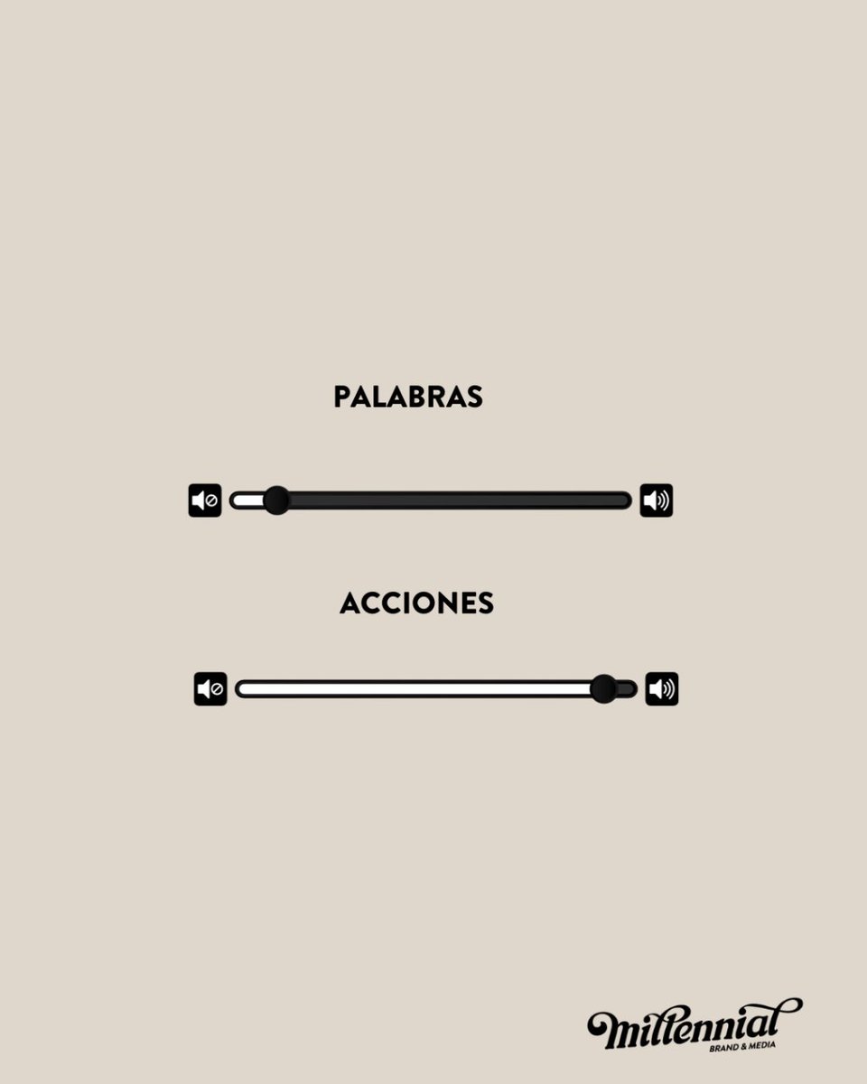 millennialEs's tweet photo. 🔊🔇 Las palabras son poderosas, pero las acciones hablan más fuerte. Es importante ser coherente entre lo que decimos y lo que hacemos. Recuerda: Una acción vale más que mil palabras. 💬🏃♂️ #PalabrasYAcciones #emprendedor #marketingdigital https://t.co/2cNwcALBYq