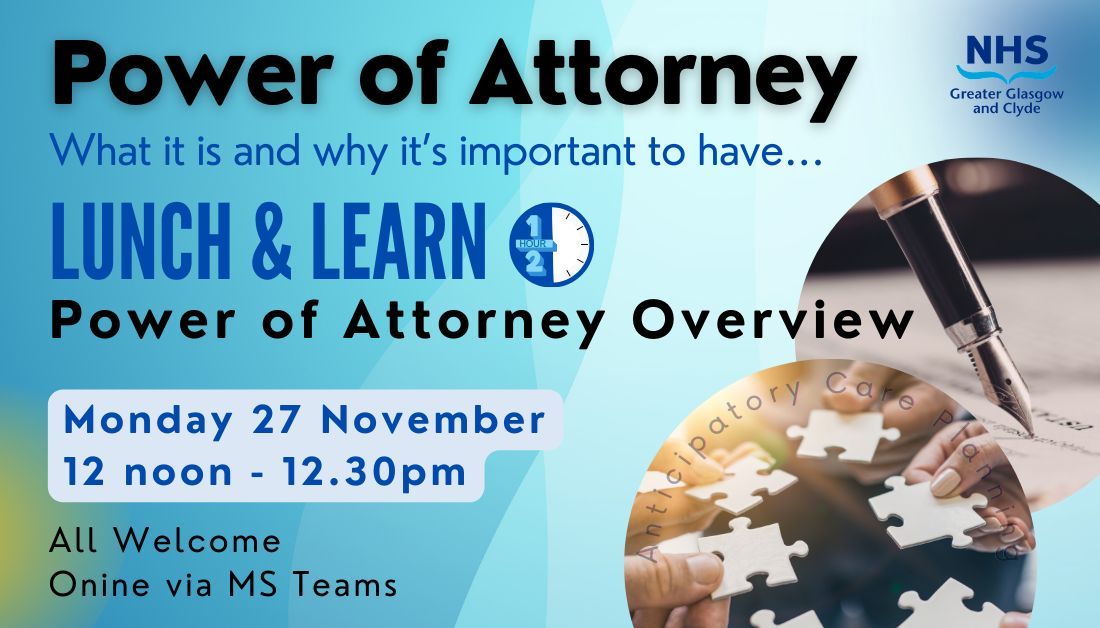 It’s #PoA Day 🎉 @StartTalkingPoA 💬 Sign up for our Power of Attorney Overview ➡ what and why of #PoA 📝 Remember the best time to sort it is when you don’t need it! @EastDunHSCP @GCHSCP @WDCouncil @RenHSCP @InverclydeHSCP @erhscp @nhsggc To book 👉 buff.ly/476aYu8