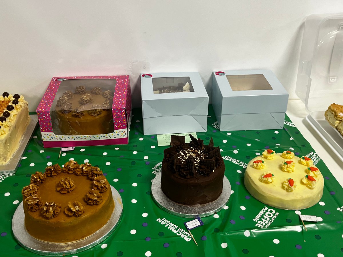 Our Macmillan Coffee Morning is going down a treat! So many people brought in their lovely cakes & bakes 🍰🧁 We’re hoping to raise lots of money for Macmillan Cancer Support! #MacmillanCoffeeMorning