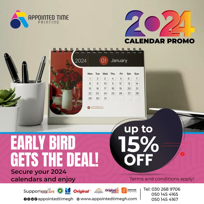 Kem45813880's tweet photo. Mark your moments in style! 2024 calendars are a canvas for your memories.
Our printing is a solution.
Landline: +233 302 689 706
#appointedtimeprinting #print #screenprinting #APT #commercialprinting #digitalprinting #2024calendar #calendar #calendarprint @followers https://t.co/pVlkzpXHWQ