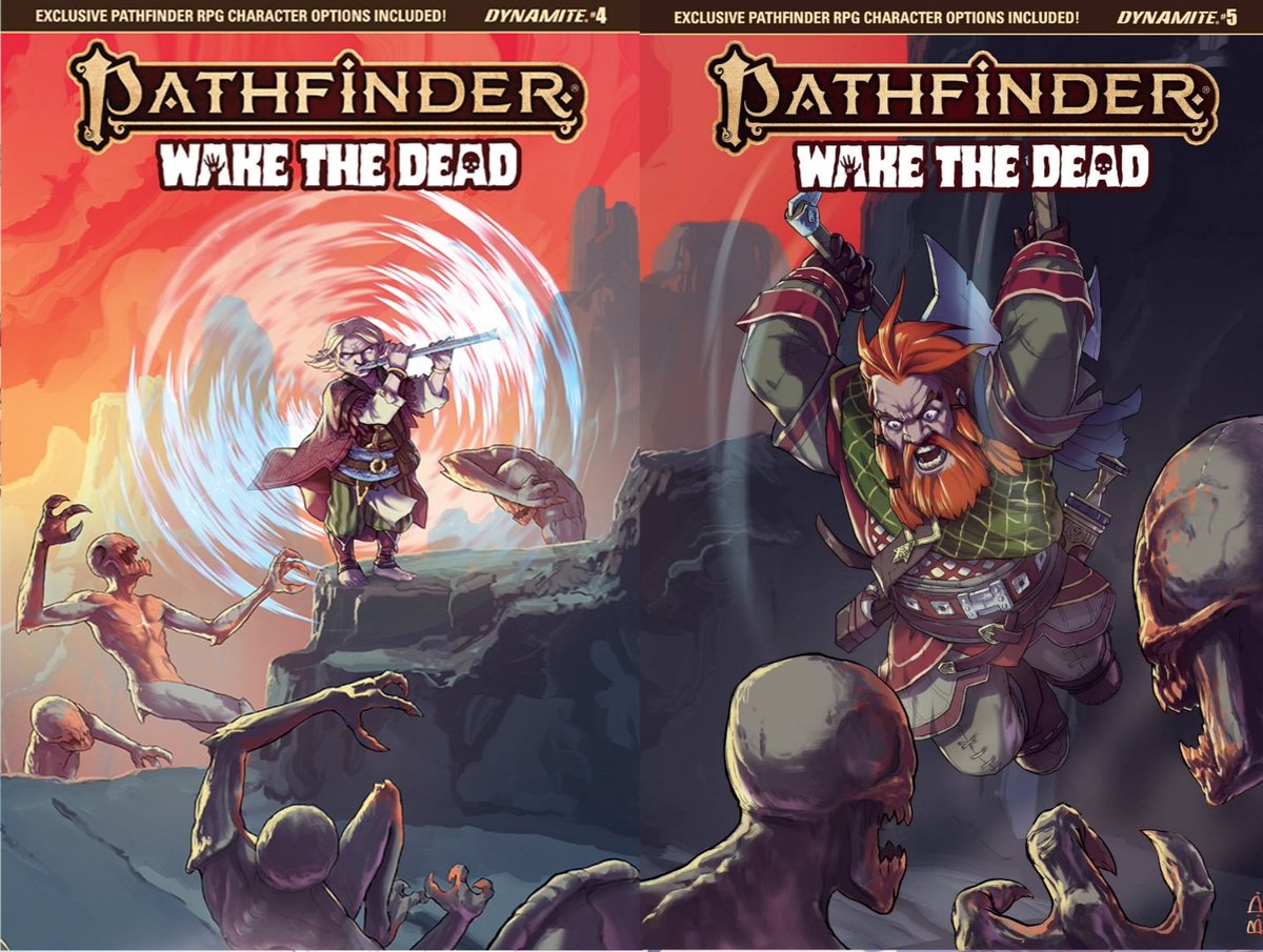 Super Happy to share the complete set of covers i've done for Pathfinder-Wake the Dead by @DynamiteComics! @paizo #4 is out now!! Info in the comments🧟‍♂️🧟‍♀️🧟 tomorrow the full image! #ArtistOnTwitter #ArtistOnX #pathfinder #comics