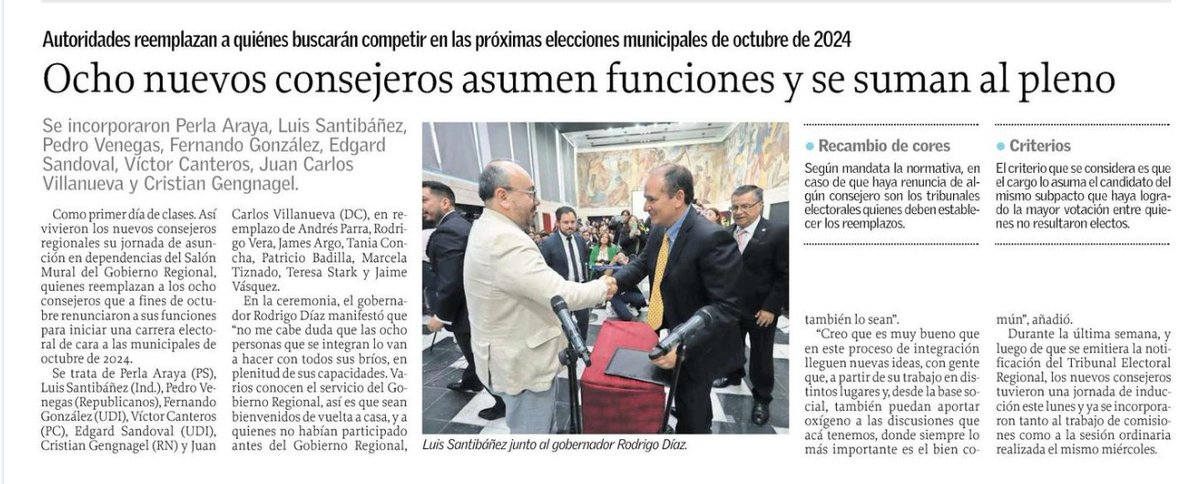 santibanezlucho's tweet photo. Ayer asumi nuevamente la tarea de trabajar por el desarrollo de la Región del Bio Bio. Lo hago con compromiso y convicción de tiempos mejores!! @gorebiobio @CoreBioBio #CoreBioBio #GoreBioBio @elsurcl https://t.co/Ej4c5Z0eF3
