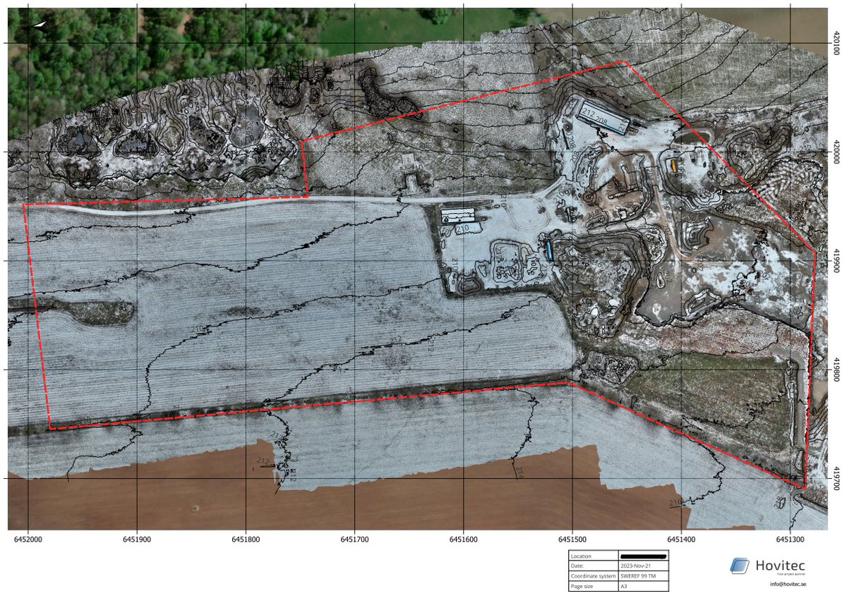 Hovitec's tweet photo. What's better than a pair of eyes from the sky combined with geodata analyze, real height levels, GIS processing and some great output results. Propper preparation, nicely executed for our client. #Mining #measureonce #Sweden #engineering https://t.co/rhDsuiw5pz