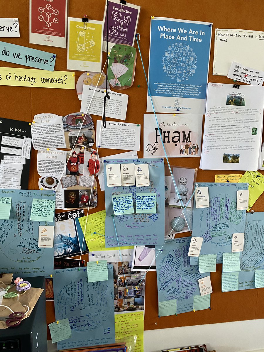 MsGraves214's tweet photo. After listening to personal heritage stories, Ss practiced perspective taking and organized their thinking. They made generalizations about how heritage can shape future generations &amp; then choose how to display &amp; connect their understanding. #conceptbasedinquiry #pyp @UNIS_Hanoi https://t.co/MbJ0MrEPT1