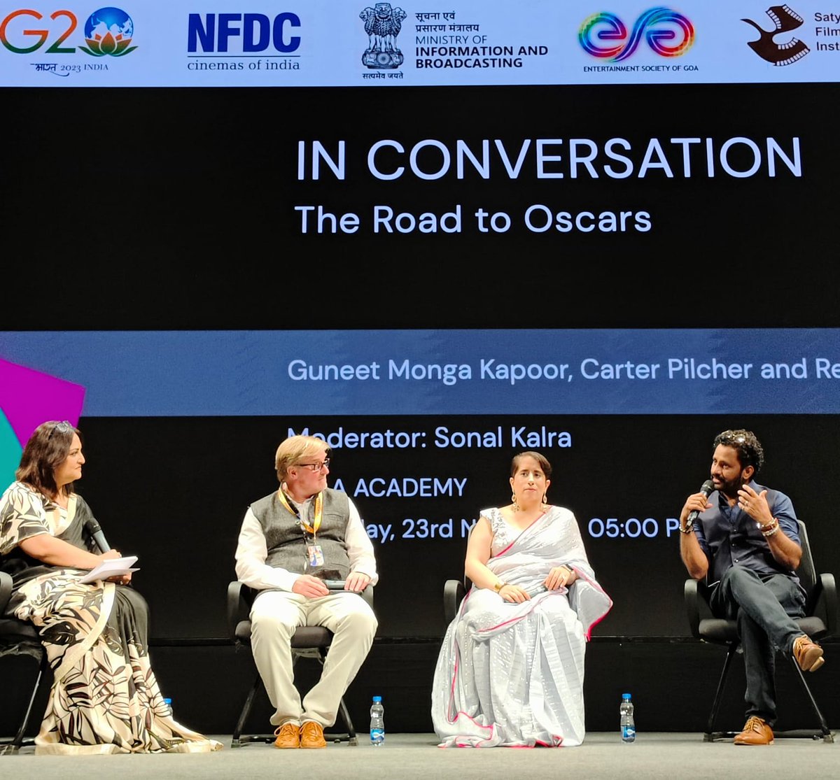 At IFFI 2023, @guneetm, @CP_ShortsTV and @resulp in conversation with @sonalkalra, speak about the road to Oscars

#SonalKalra #GuneetMongaKapoor #ResulPookutty #CarterPilcher #IFFI2023 #IFFI #Films #Movies #Oscars