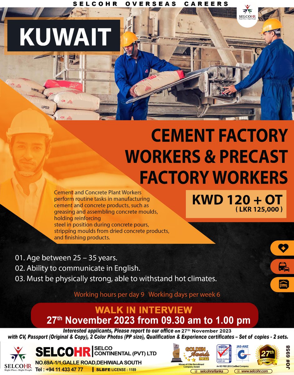 SelcoHR's tweet photo. Walk-In-Interview.
27th November 2023 from 09.30 am to 1.00 pm.
🏠 Address: Selco Continental Pvt Ltd.,
No. 69A-1/1, Galle Road, Dehiwala South, Sri Lanka. https://t.co/kR3RcvSQMd