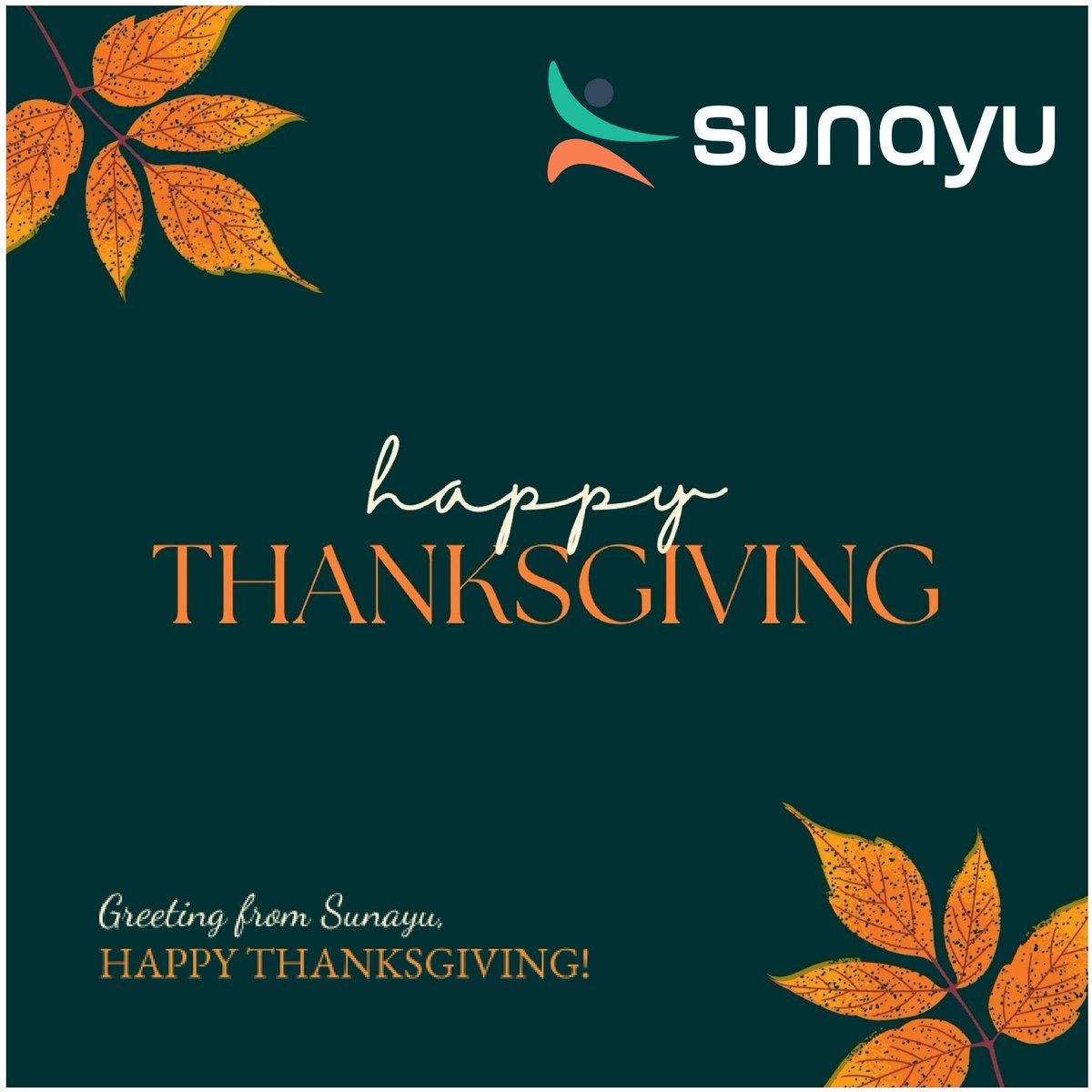 sunayu_llc's tweet photo. Sunayu would like to take the time to wish you and your families a #HappyThanksgiving. https://t.co/gOJGupyywy