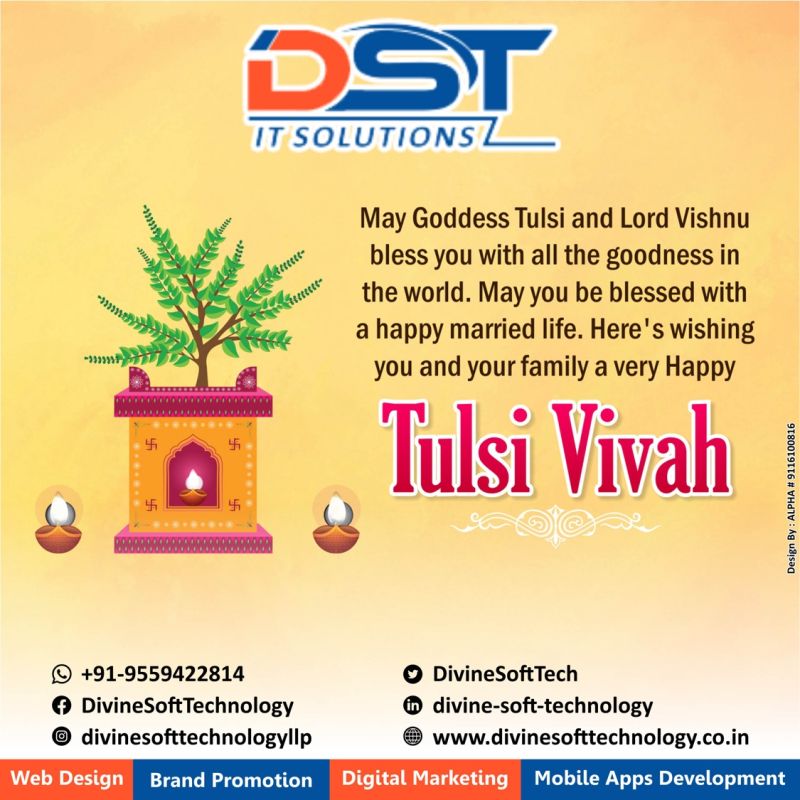 DivineSoftTech's tweet photo. Wishing you a Tulsi Vivah filled with the divine presence of love and serenity. May your union be as sacred and everlasting as that of Tulsi and Vishnu. https://t.co/nNsDo7BOyA