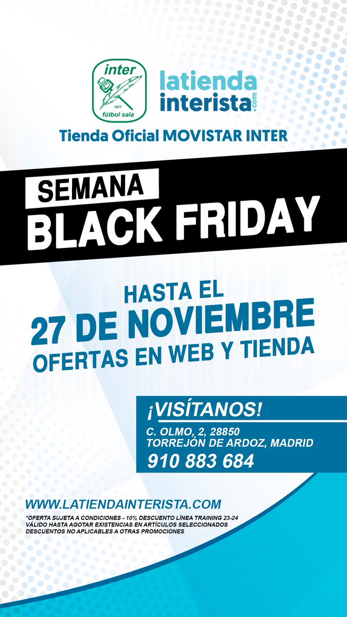 Aprovecha en toda la línea de entrenamiento, calentamiento y paseo un 10% de descuento sólo hasta el 27 de noviembre….. ☑️
.
Latiendainterista.com 
.
#interistasoy #futsal #tienda #inter