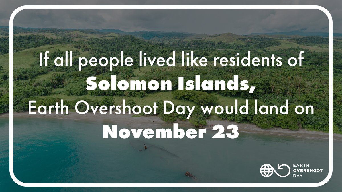 🇸🇧 If all people lived like residents of #SolomonIslands, #EarthOvershootDay would land on November 23. Learn more about trends for Solomon Islands. ⤵️ data.footprintnetwork.org/#/countryTrend… #MoveTheDate #OvershootDay