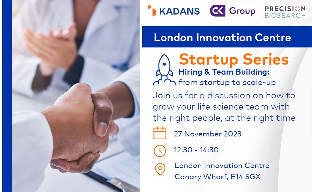 Join us at the London Innovation Centre on Monday 27 November for an insightful discussion with life science industry experts on how to grow your life science team with the right people, at the right time. kadanssciencepartner.activehosted.com/f/208