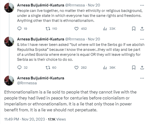 GorangutanP's tweet photo. Even though Emir the Wifebeater, son of the curiously displaced Suljo Suljagić, made a great comeback this week after being silenced for quite some time, Arnesa managed to outnazi him with a series of deranged calls for ethnic cleansing. https://t.co/qOAJXwbqDf