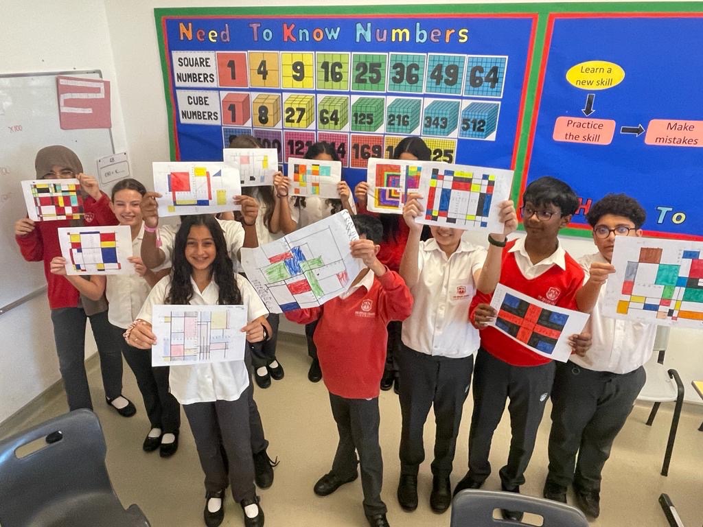 Mondrian Art in Mathematics. Our Year 8’s are very proud of their colourful creations #crosscurricular #welovemaths