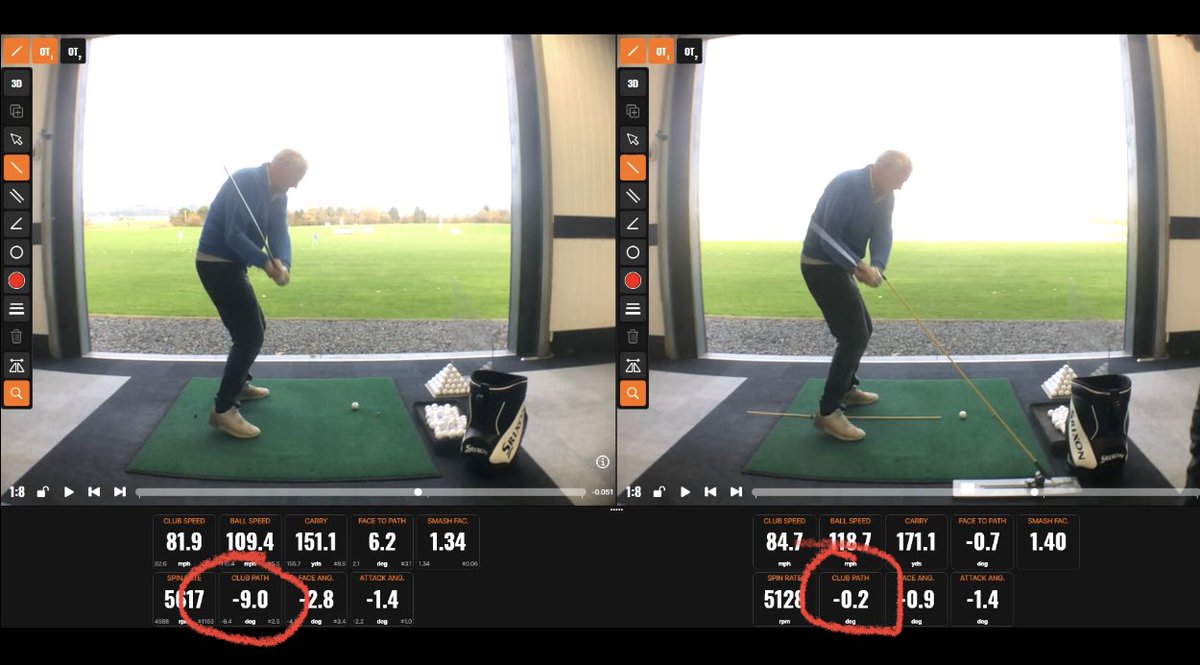 Some huge changes to this golfer during his first lesson 💥 check out that swingpath change 🤯💪 Improve your swing now with myself @PenrithGolfHub 👇 ⚫️ Black Friday ⚫️ offer 👉 2 x 1 hour lessons for £89 (normally £110). Purchase online here ⤵️ michaelnewtongolf.co.uk/product/mikes-…