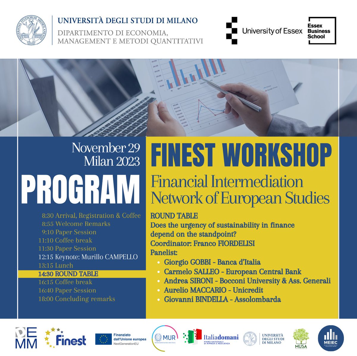 DemmUnimi's tweet image. 📈 FINEST WORKSHOP - Financial Intermediation Network of European Studies

📆 Milan 2023 - Wednesday, Nov. 29

📍@DemmUnimi @LaStatale

👀 Check it out!

#unimi #demm #spes #finest