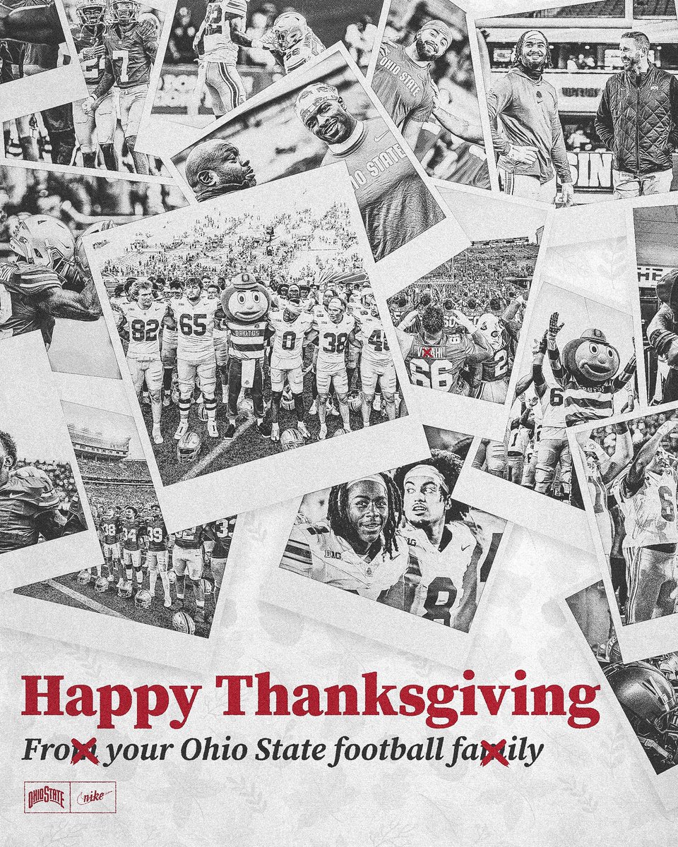 OhioStateFB's tweet photo. Happy Thanksgiving fro❌ your Ohio State Football Fa❌ily https://t.co/AIrHKpDinM