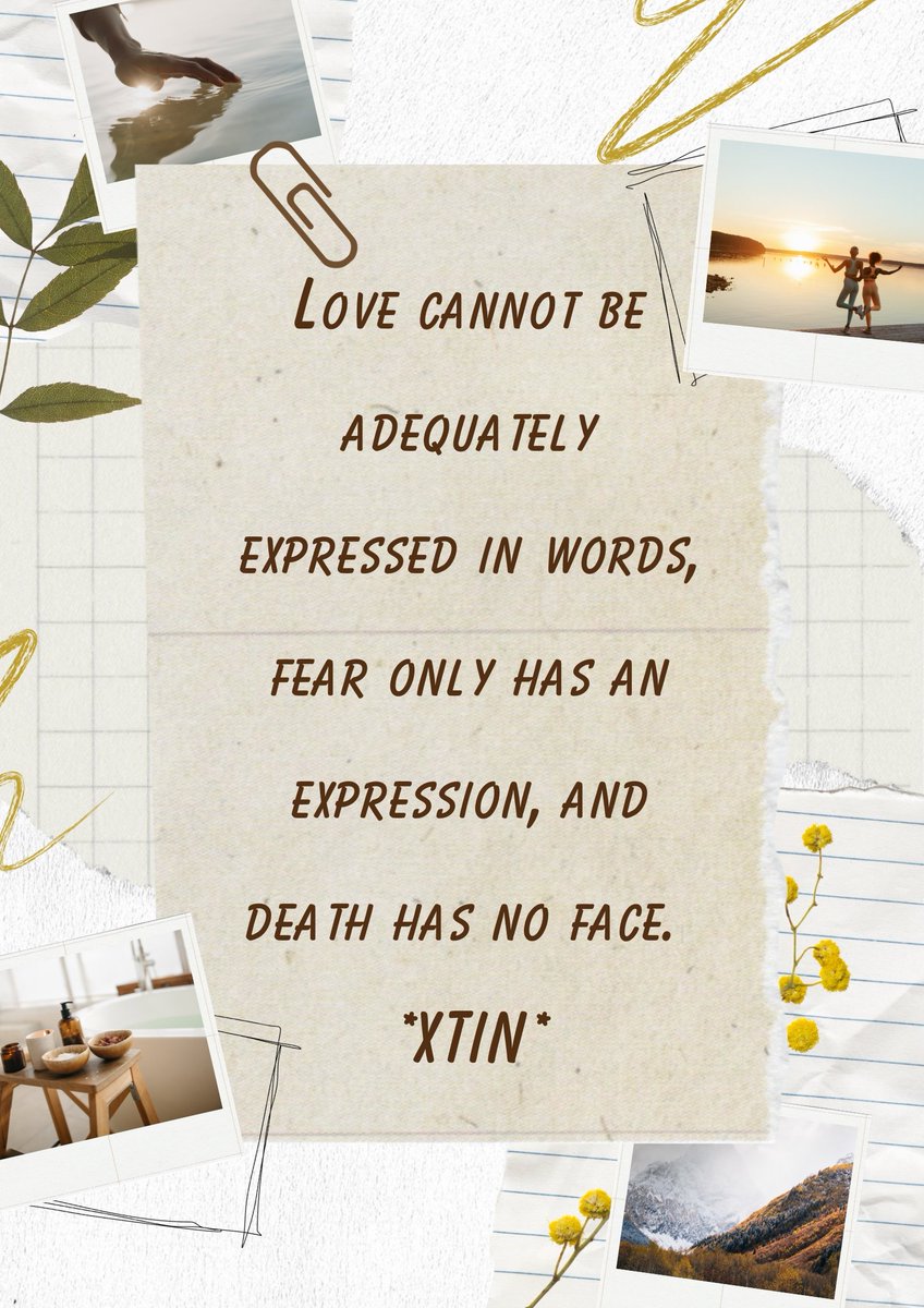 Love cannot be adequately expressed in words, fear only has an expression, and death has no face. 
*XTIN*
#love
#lovequote 
#storytelling 
#PoemADay 
#poem 
#BlackFriday2023