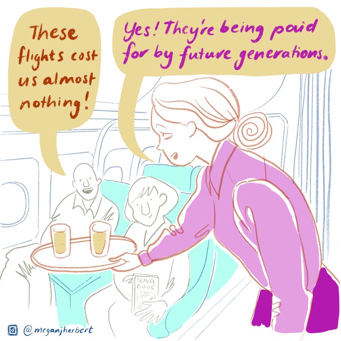 'There's no such thing as cheap flights. The costs are born by others: the people near the airport exposed to noise and pollution, the people living with the effects of climate change right now and, of course, the next generation.' Read more here: flightfree.co.uk/post/money-tal…