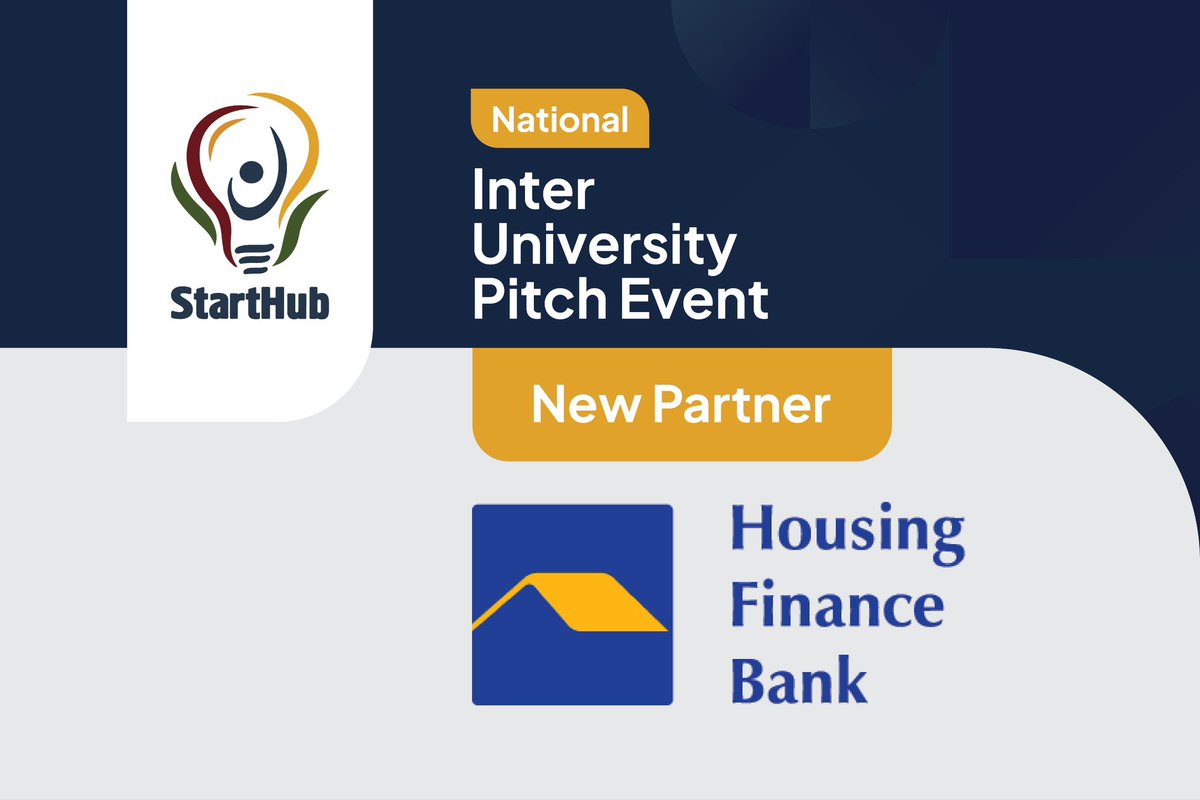 StartHubAfrica's tweet image. We&apos;re thrilled to announce our partnership with @housingfinanceU for the National Inter-University Pitch Event! 

Their generous support will allow us to reward the exceptional winners chosen by our esteemed panel of judges. 

#UIW2023 #UIW23