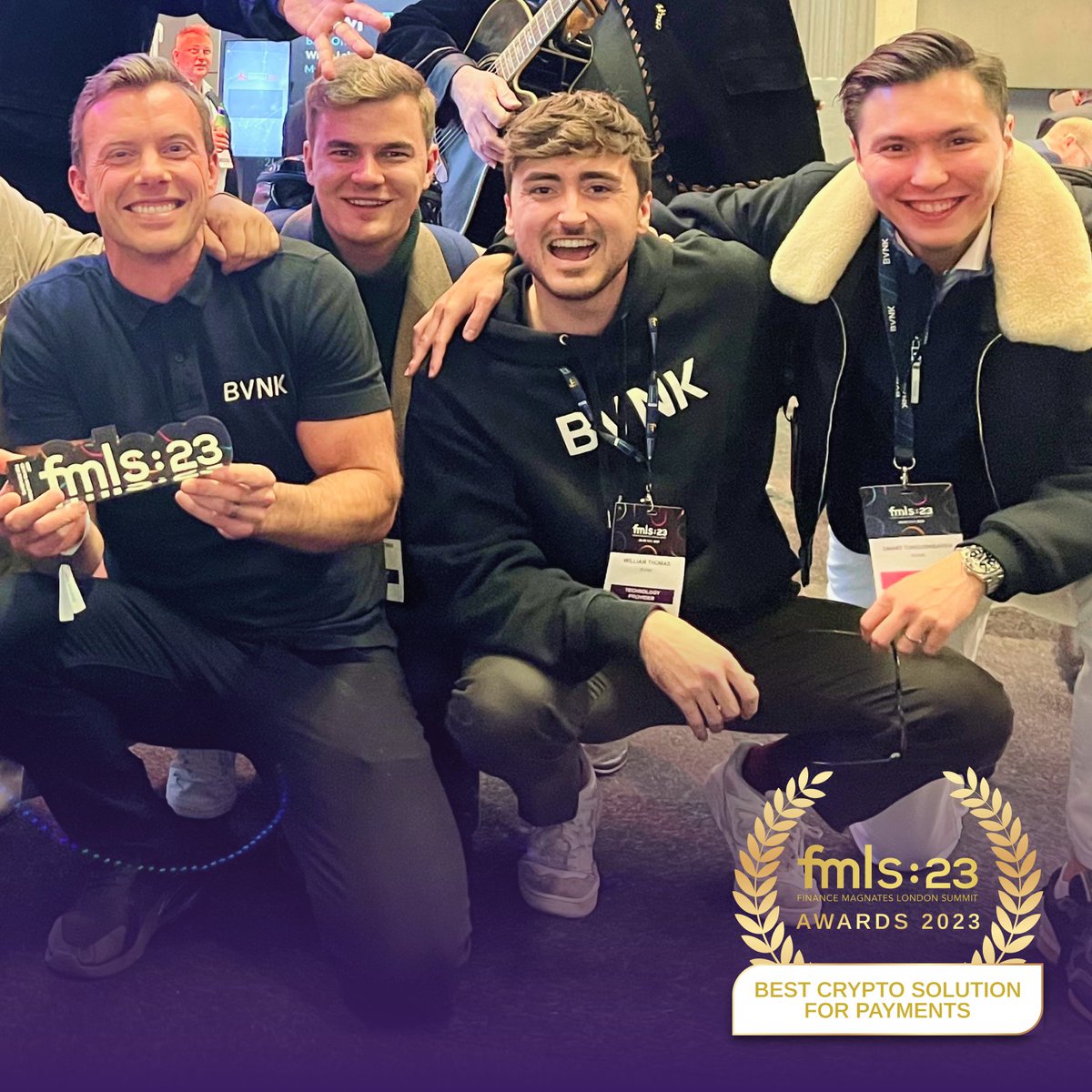 BVNKFinance's tweet image. BVNK is named Best Crypto Solution for Payments at the @financemagnates London Summit Awards 🥳

We’re honoured to receive the award, recognising our commitment to helping businesses to send, receive and convert any currency at the speed of the internet.

#FMLS23 #FMLS #FMevents