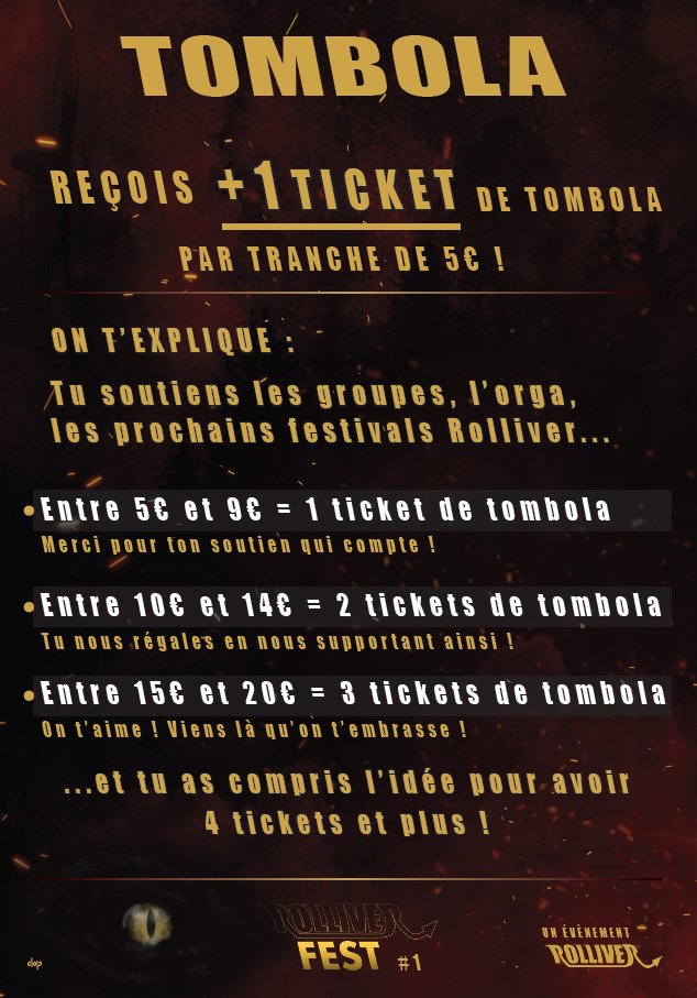 ROLLIVER5's tweet image. Le fonctionnement de la Tombola du Rolliver Fest ce week end au Rock n'Eat

#festival #concert #concours #tombola #metal #rock