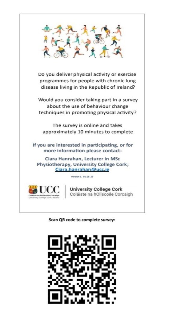 Do you deliver physical activity or exercise programmes for people with chronic lung disease living in the Republic of Ireland? Click 👇 ucc.qualtrics.com/jfe/form/SV_5p…