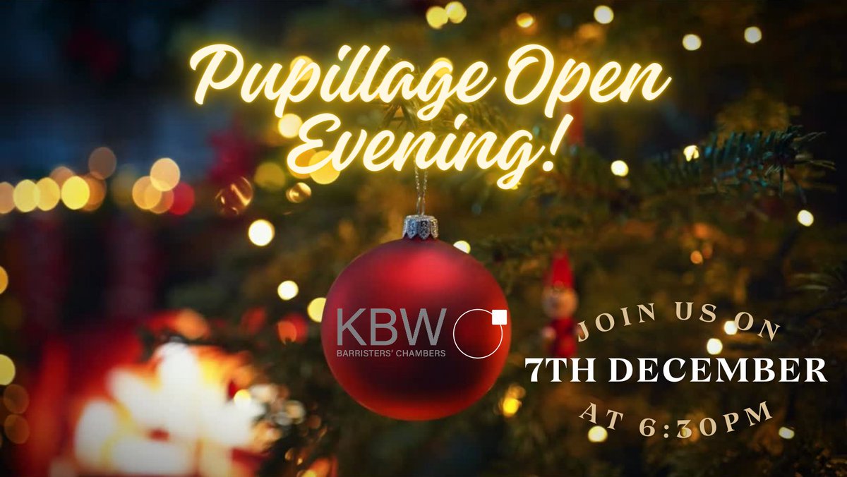 kbwchambers's tweet photo. Registration open now!
To attend in person, meet our tenants and pupils and have a mince pie and some mulled wine email mm@kbwchambers.com
To attend remotely for the talk from our panellists register here: https://t.co/YPcGzNwpoG

https://t.co/3HcskKsvhu https://t.co/0giuhtli3n