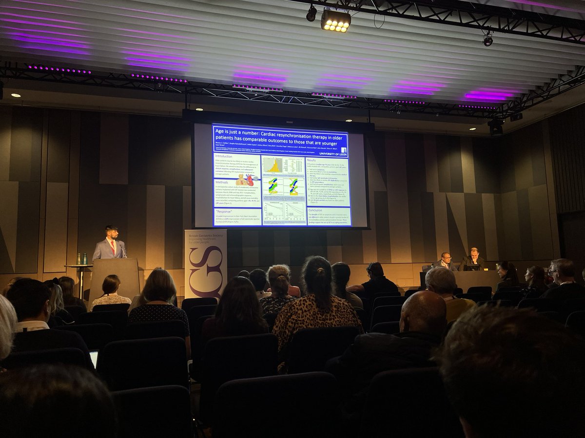 Superstar FY1 <a href="/Nawaz_ZS/">Nawaz Z Safdar</a> presenting data on CRT response in an aging population 

#BGSConf

<a href="/stephescope/">Stephe Kamalathasan</a> <a href="/KlausKWitte/">Dr Klaus Witte MD</a> <a href="/GeriSoc/">British Geriatrics Society</a> 

Paper out soon in <a href="/Age_and_Ageing/">Age_and_Ageing</a>
