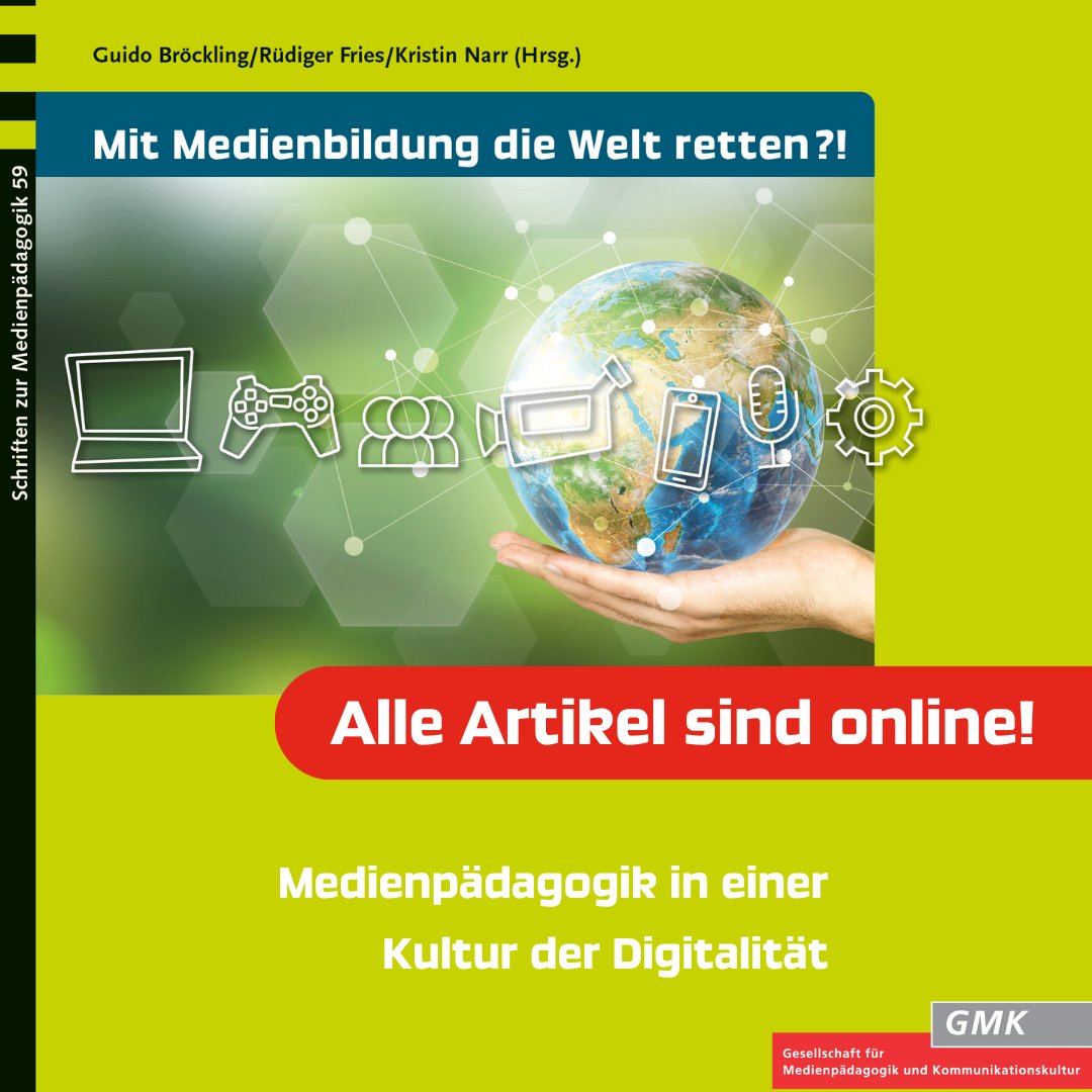 Die letzten Artikel sind jetzt online!
gmk-net.de/publikationen/…
Das Buch ist ab sofort im Druck und wird bald bei kopaed verfügbar sein.

#MitMedienbildungdieWeltretten