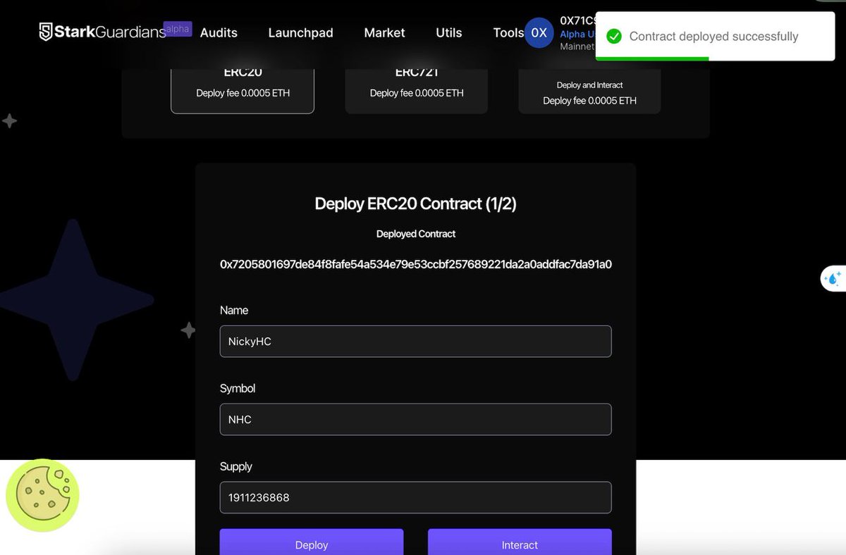 NickyPham_HC's tweet photo. Hướng dẫn Deploy Contract trên StarkNet để có cơ hội nhận Airdrop nghìn USD @Starknet 

Với thông tin đầu năm 2024 sẽ ra mắt token thì hiện tại mạng lưới StarkNet đang khá được fomo, dành cho các ae đã trải nghiệm mạng lưới và muốn active hơn thì ae có thể thực hiện deploy contract nhé!

Chi phí: 3 USD $ETH mạng StarkNet

Chưa làm bao giờ thì xem lại hướng dẫn tại đây https://t.co/QgnYq7oSTa

Hướng dẫn deploy contract trên StarkNet

B1: Truy cập trang web https://t.co/aVRmIIRgy1 và connect với ví Argent.

B2: Chọn vào ERC-20 => Nhập Name, Symbol và tổng cung (Supply) - Sau đó nhấn Deploy

Mất khoảng 1-1.5$ fee

B3: Thực hiện click link đăng bài twitter sau đó chọn vào verify

Chọn tiếp vào Interact => Mint là được nhé!

Chúc anh em thực hiện thành công nha!