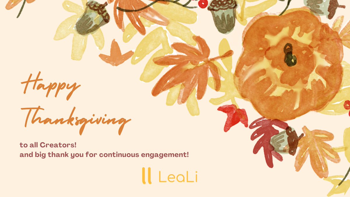 Wishing all Creators a Wonderful Thanksgiving Day! 🍀This is a time to unite with your family and friends, feel wholesome and awesome! 🍂And even if you don't celebrate it, just take a moment to think what you are grateful for! 🍁
#Influencer #ugccommunity #creators #leali