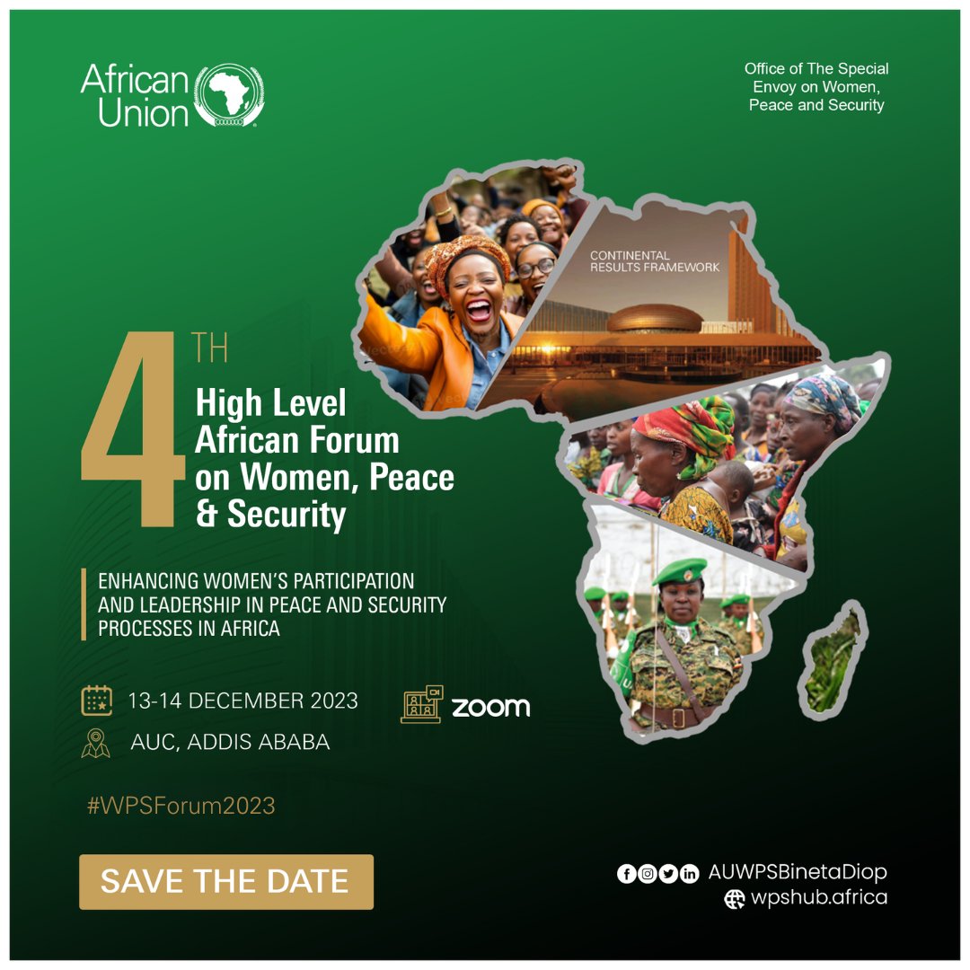 BinetaDOfficial's tweet image. SAVE THE DATE
📆13-14 Dec. 2023
African women peacebuilders &amp;amp; stakeholders on #WPS are gathering to push for a substantial change in the current strategies to increase women participation &amp;amp; leadership in🌍
📍African Union HQ
More ▶️ 🌐au.int/en/5thstccicht…
#WPSForum2023