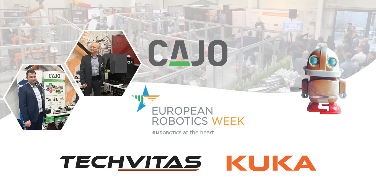 Cajo_Oy's tweet photo. Happy #EuropeanRoboticsWeek!🤖

@KUKAGlobal has organized a large #robotics event at their facility in #Poland where we are currently with our partner @techvitas. 

Learn more about comprehensive #CAJO #automation solutions: https://t.co/a1mnw7ZCF7

#KUKA #Techvitas #LaserMarking https://t.co/K3jYmsQZbm