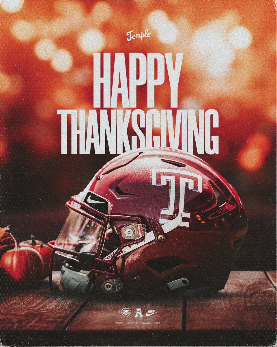 CoachDavis_UMD's tweet photo. The Offensive Lineman’s favorite Holiday! 🍗🥧

There is much to be THANKFUL for, be sure you show that by eating as much as you can, and spending time with loved ones!

Happy Thanksgiving from @Temple_FB!

#TempleTuff🍒|| #BodyBlow🥊 https://t.co/LWcWS0mG6t