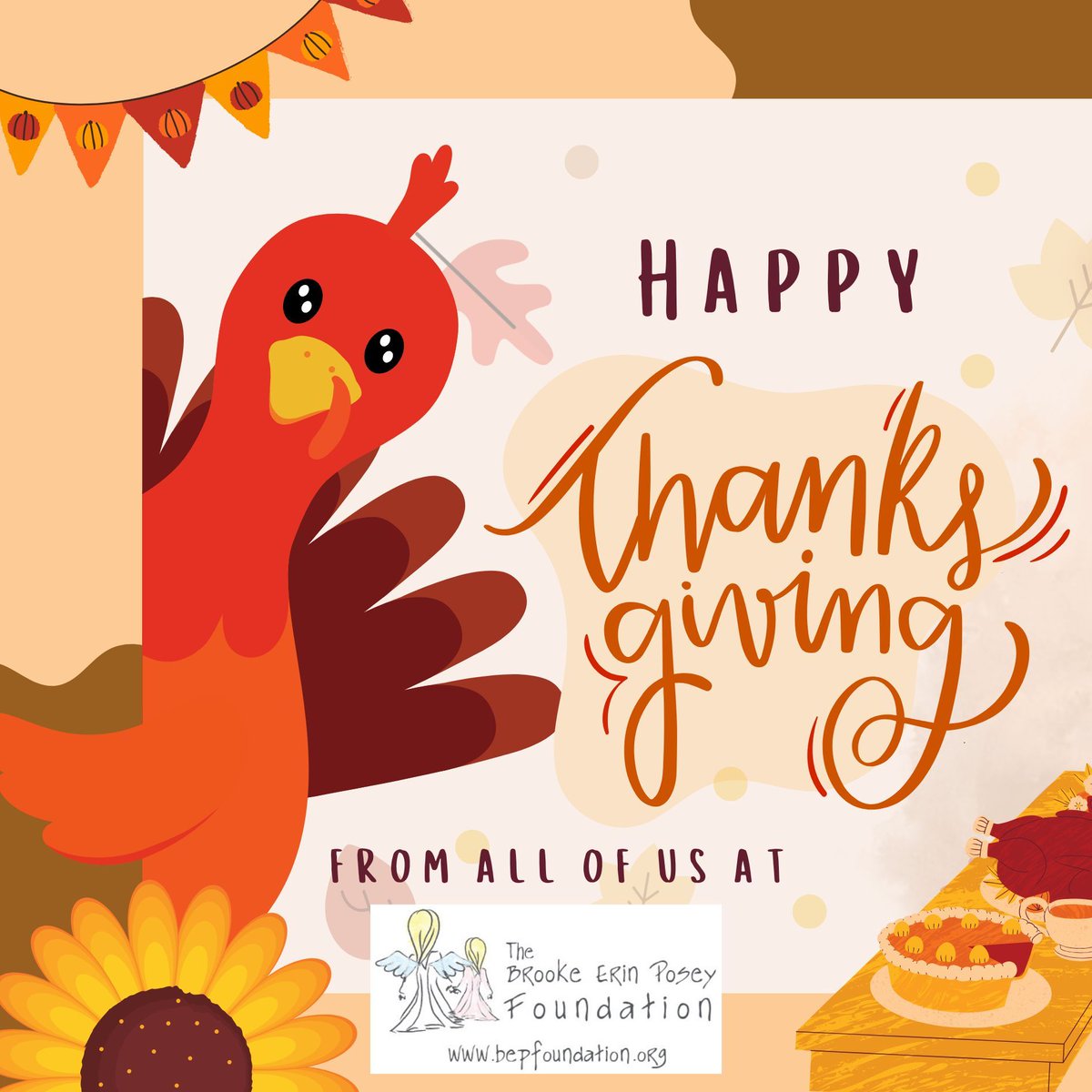 Foundation_BEP's tweet photo. Happy Thanksgiving! 🦃

We are very thankful for each and every one of our supporters, donors &amp; friends. We hope you all have a great day filled with Pecan Pie &amp; love!

#Wearethankful #ShowThanks  #ThankYou #HappyThanksgiving2023 #Bekind #Kindnessmatters https://t.co/i7ckqCIAOD
