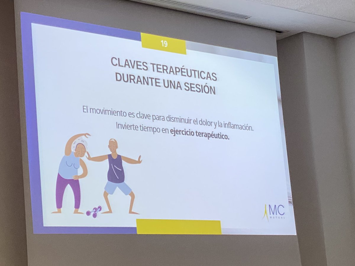 Tenemos que invertir tiempo en lo que tiene más evidencia en fisioterapia: El ejercicio terapéutico. 
Teme a quedarte quieto y no a moverte. <a href="/mgilsanc/">M. Gil Sánchez</a> <a href="/MCMUTUAL/">MC MUTUAL</a> #CongresoSetla23