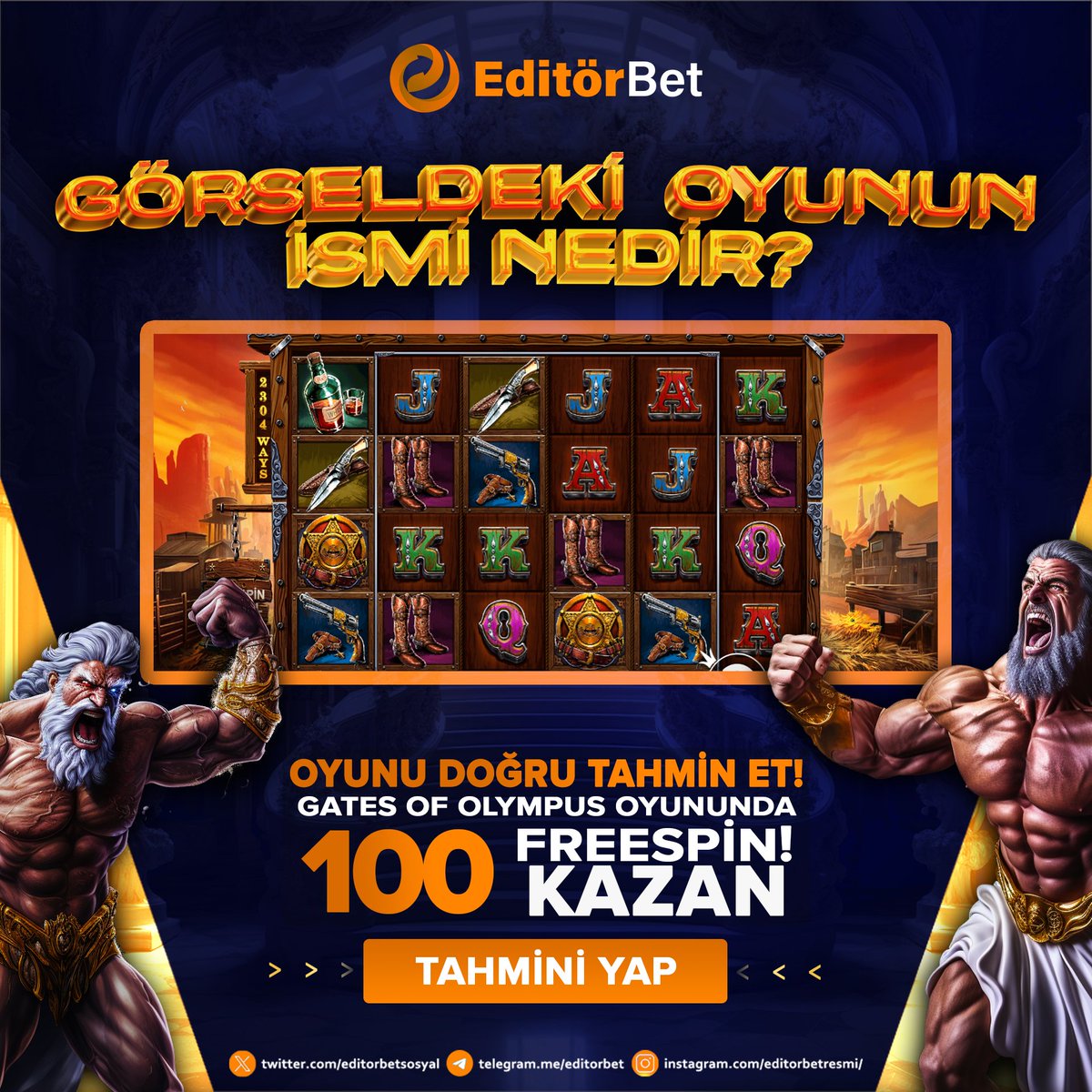 📣 EditörBet'te Etkinlik Zamanı!  

 ❔ Görseldeki oyunun adı nedir? 

❤️Görselde Bulunan Oyunu Doğru Tahmin Eden Üyelerimize Gates Of Olympus Oyununda 100 Freespin!

🔥 RT Yap,
🔥 3 arkadaşını etiketle,
🔥 Kullanıcı ID numaranı Tahminin İle Birlikte Twitter Son Postun Altına