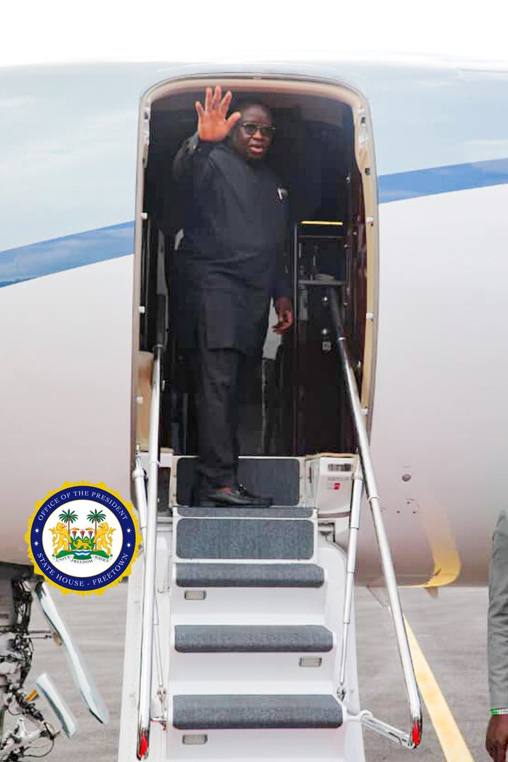 SolomonJamiru's tweet photo. His Excellency @PresidentBio departs Freetown today 23rd Nov to attend the 5th AU Committee of Ten Heads of state (C-10)  Summit in Oyala, Equatorial Guinea. 
H.E Bio is Coordinator for the Common African Position on the reform of the UN Security Council, and Chair of the summit. https://t.co/7WouHbwQm3
