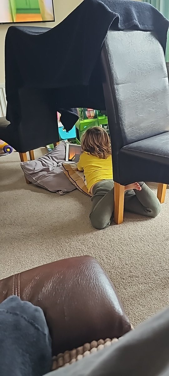 Is there anything more fulfilling on a day off than building a den and eating lunch together under it. #thisboy. Although after 5 minutes I got kicked out so he could use his ipad!